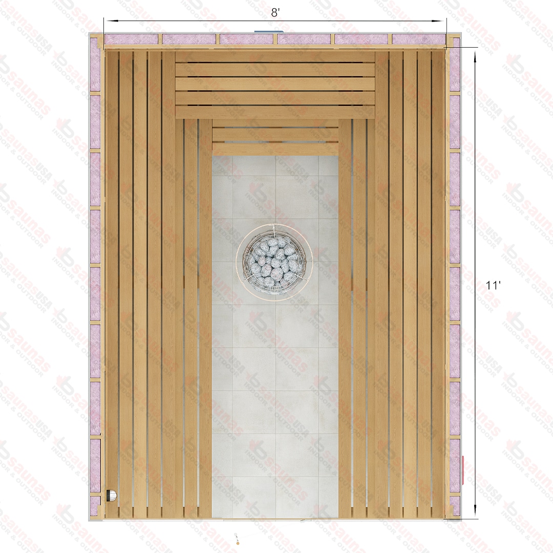 11x8x7 U Custom Indoor Cedar Sauna Kit For Sale at Orlando Sauna Dealer