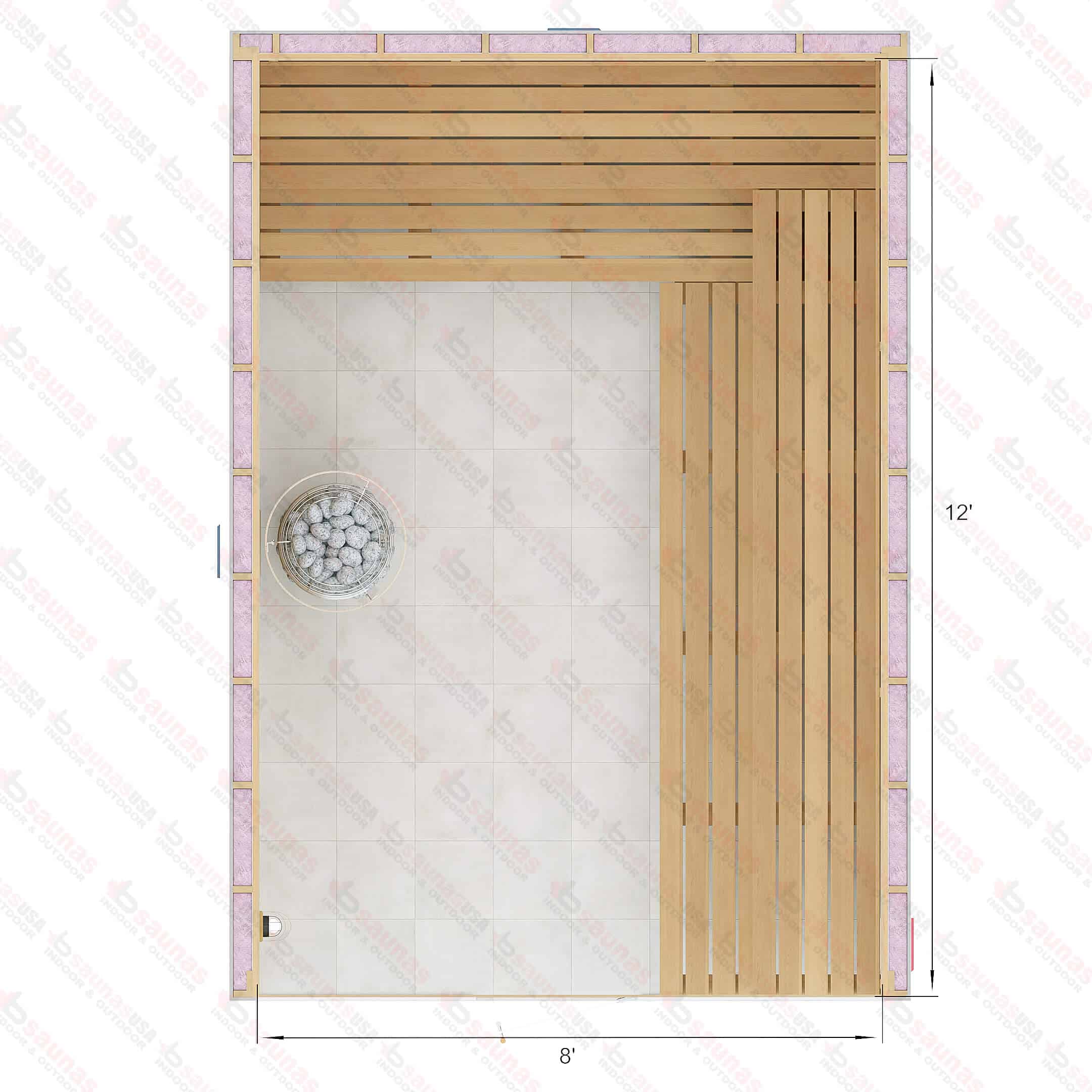 12x8x7 Custom Indoor Cedar Sauna Kit For Sale at Orlando Sauna Dealer