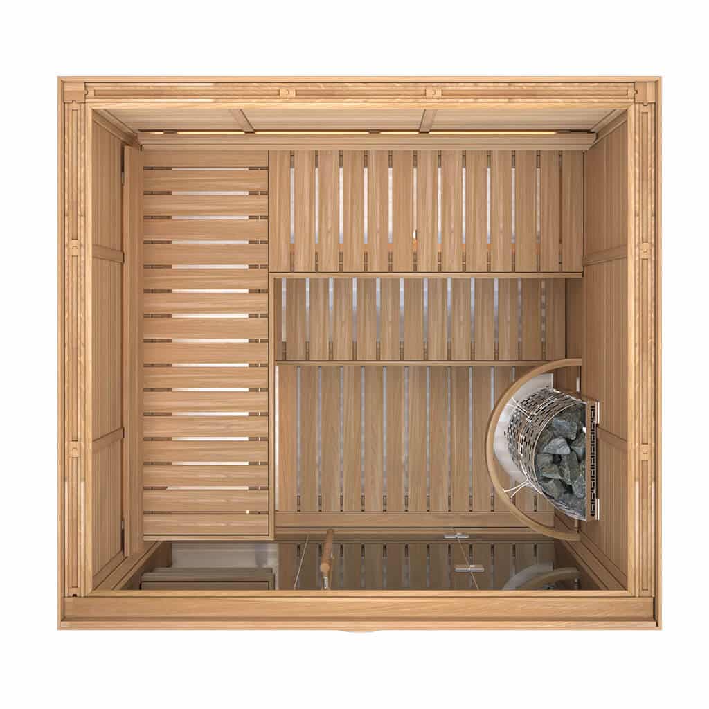 Clear Red Cedar Indoor Sauna Room – 1920 MRL/MIL, Front Glass Wall For Sale at Orlando Sauna Dealer - Image 5