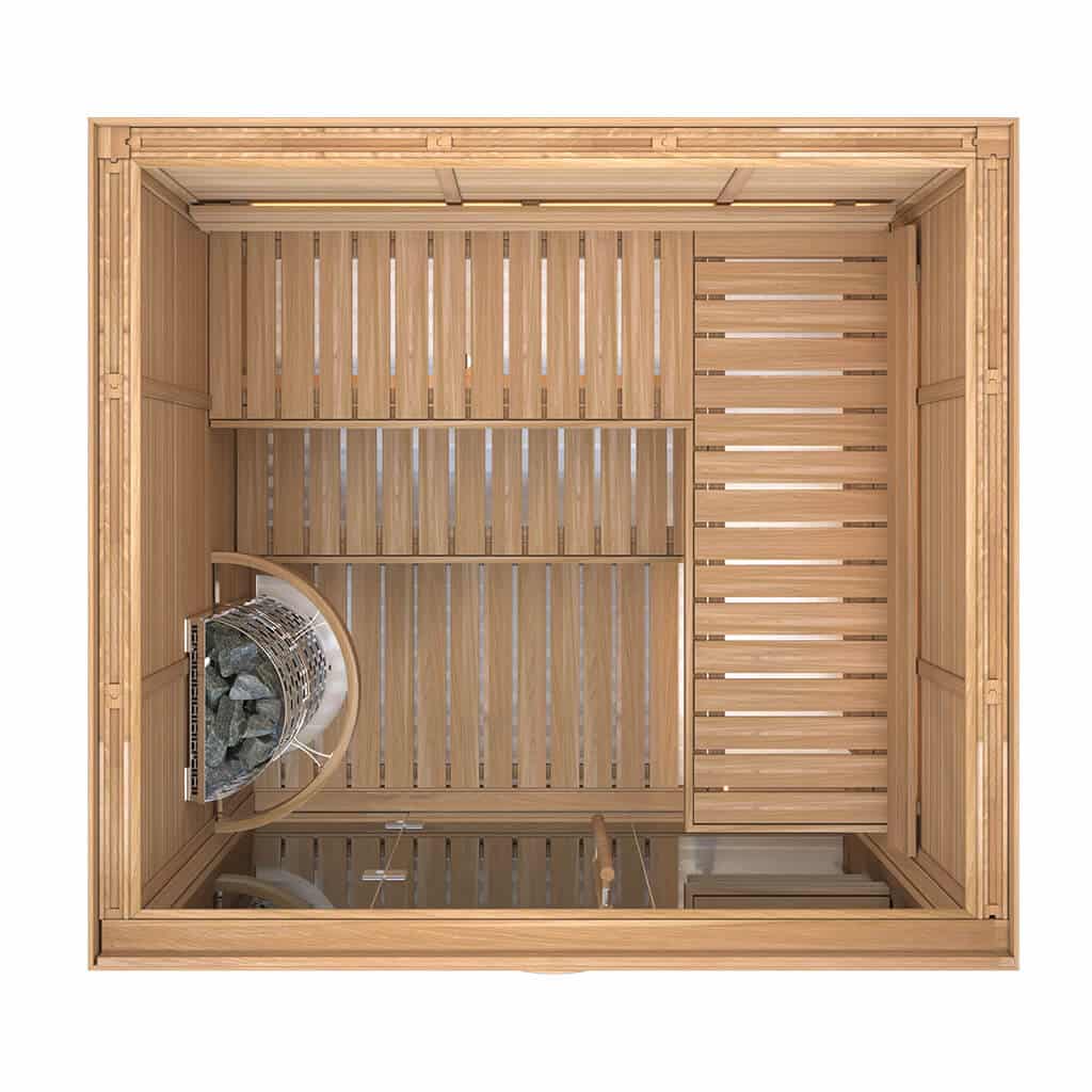 Clear Red Cedar Indoor Sauna Room – 1920 MRL/MIL, Front Glass Wall For Sale at Orlando Sauna Dealer - Image 3