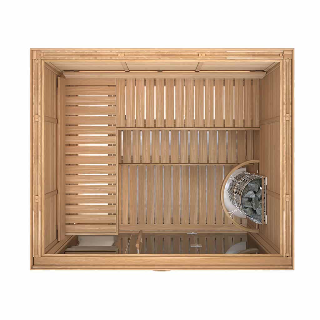 Clear Red Cedar Indoor Sauna Room – 1922 MRL/MIL, Front Glass Wall For Sale at Orlando Sauna Dealer - Image 5