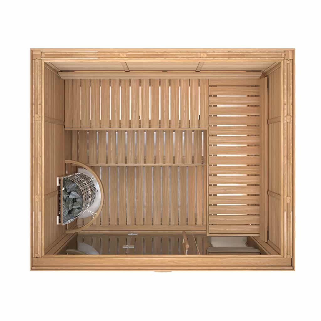 Clear Red Cedar Indoor Sauna Room – 1922 MRL/MIL, Front Glass Wall For Sale at Orlando Sauna Dealer - Image 3