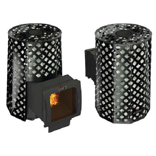 Grill’D Violet Romb Long Window Max with Jade Stones Wood-Burning Sauna Heater / Stove <br>Exterior Wood Loading For Sale at Orlando Sauna Dealer