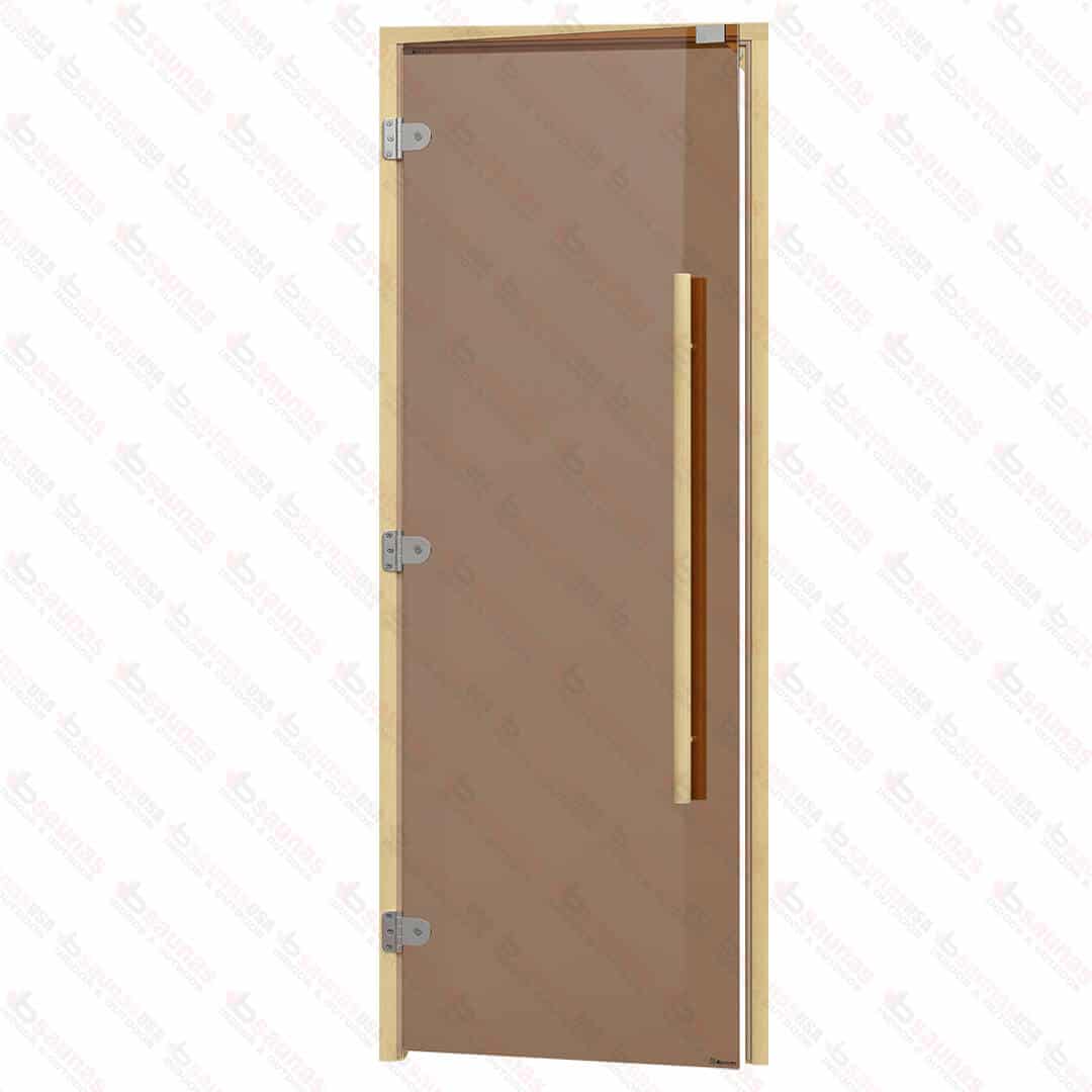 Clear Red Cedar Frame Sauna Door, Straight Handle, Bronze Glass, 690×1835 mm (27 1/8″ x 72 1/4″) For Sale at Orlando Sauna Dealer