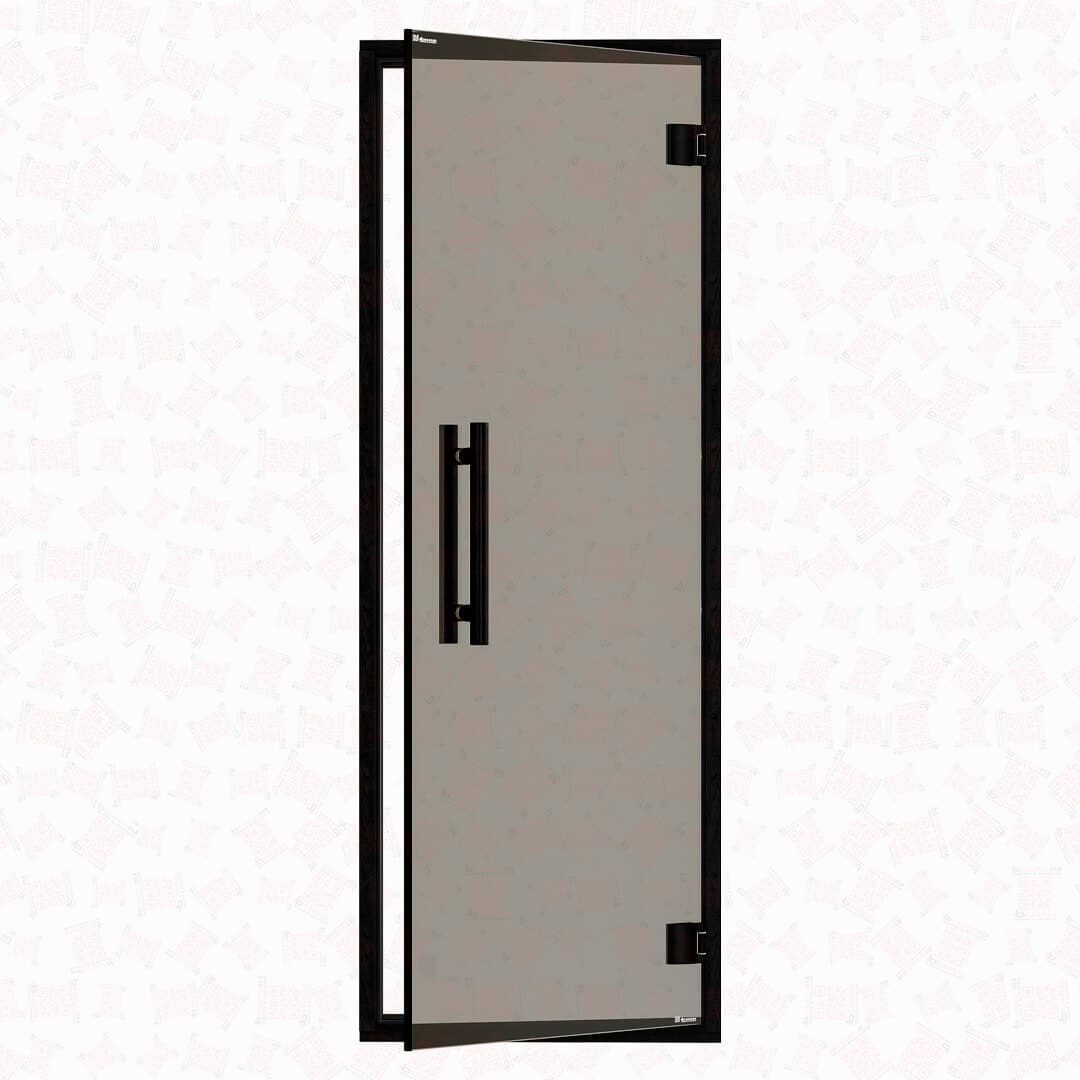 Aspen Black Frame Sauna Door Benelux, Grey Glass, 690×2103 mm (27 1/8″ x 82 3/4″) For Sale at Orlando Sauna Dealer