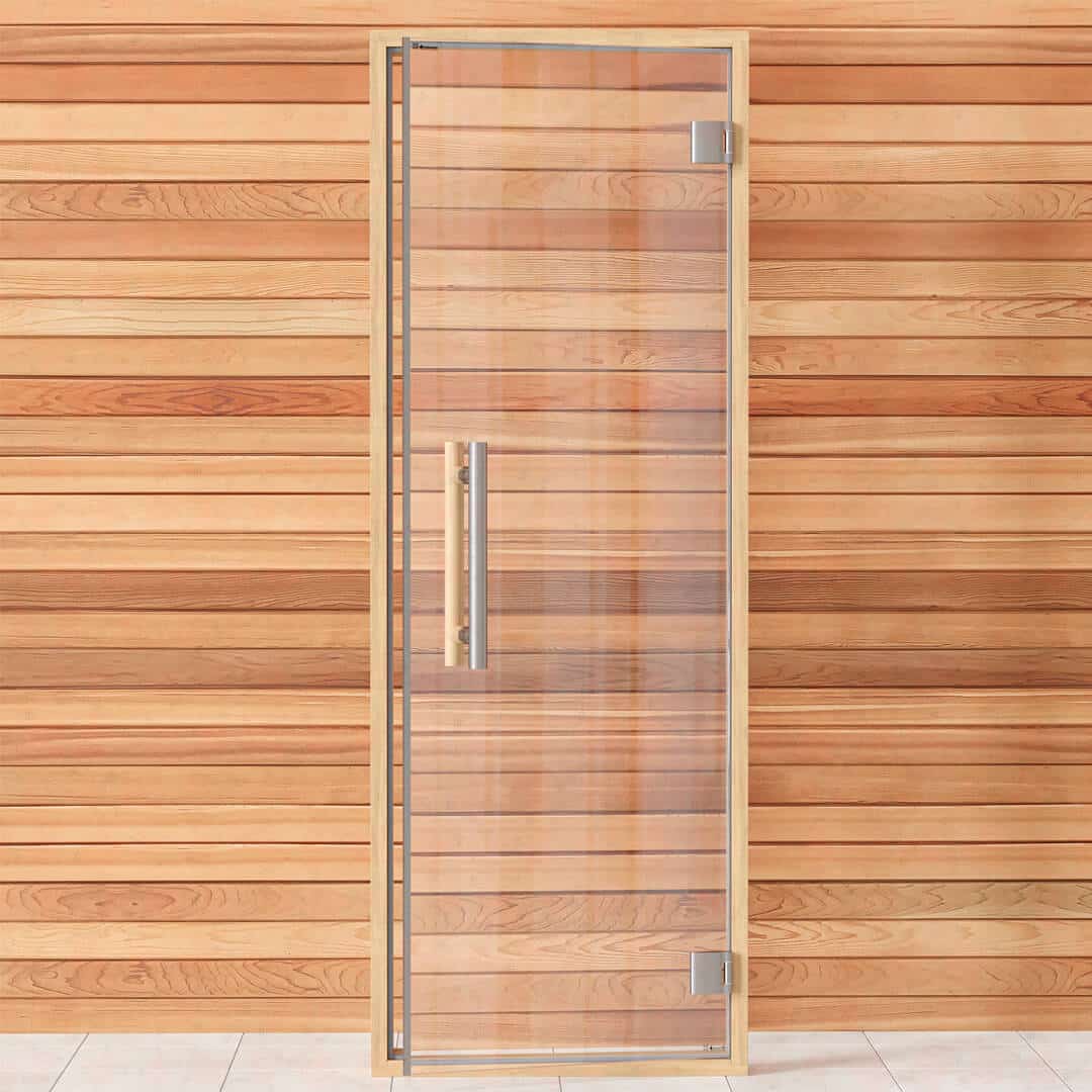 Alder Frame Door Benelux, Clear Glass, 690×1903 mm (27 1/8″ x 75″) For Sale at Orlando Sauna Dealer - Image 2