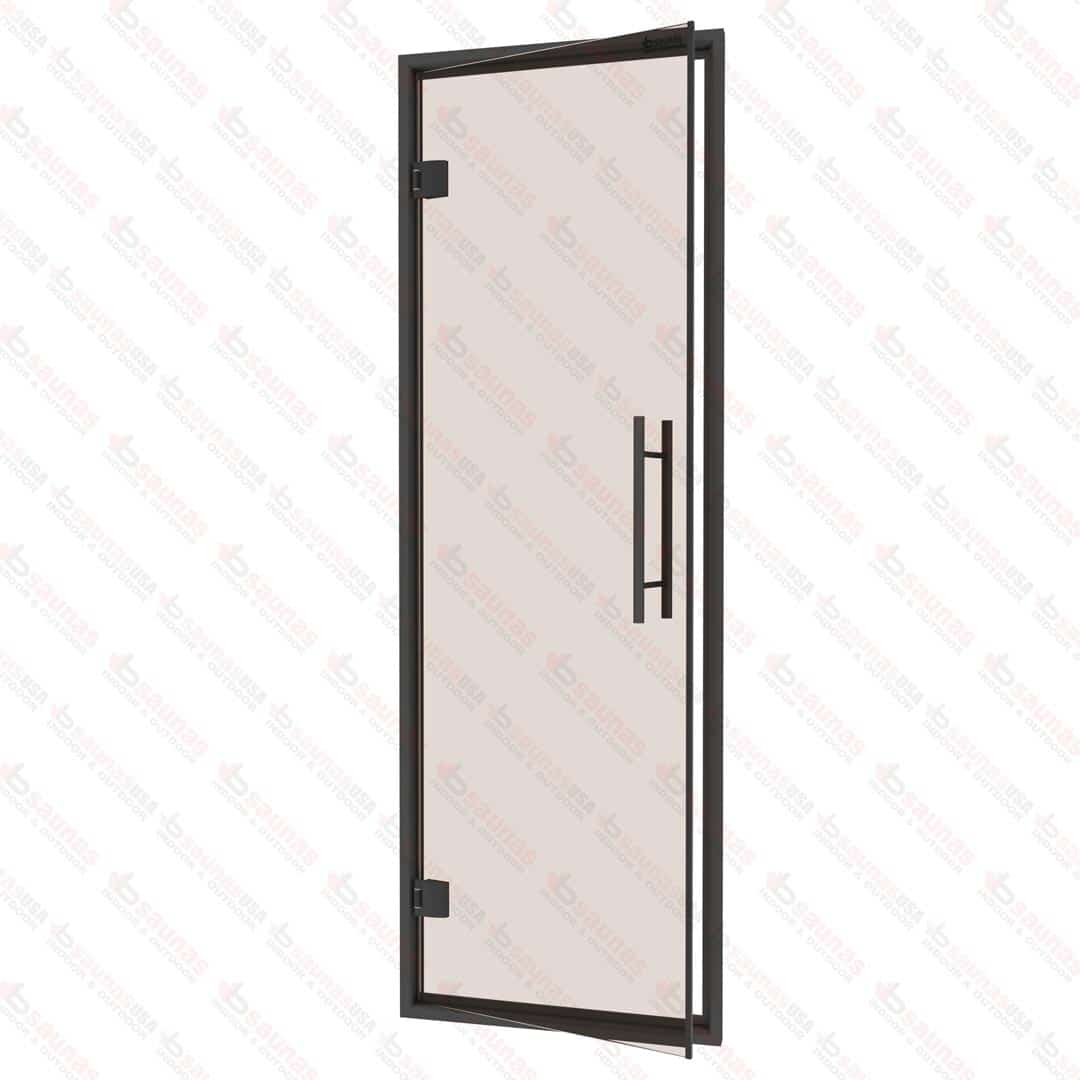 Black Aluminum Frame Steam Room Door, Bronze Glass, 685x2095mm<br>(27″ x 82 1/2″) For Sale at Orlando Sauna Dealer