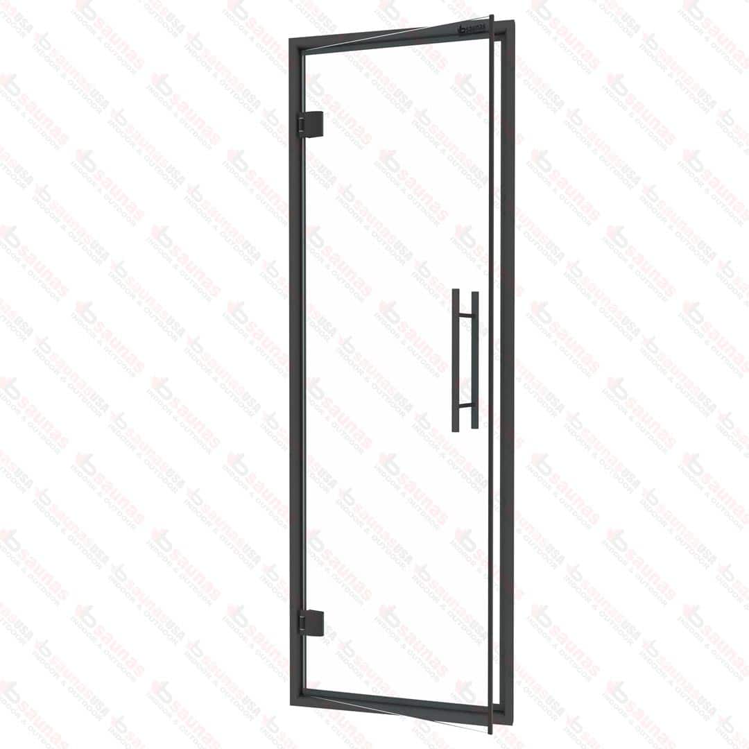 Black Aluminum Frame Steam Room Door, Clear Glass, 685x2095mm<br>(27″ x 82 1/2″) For Sale at Orlando Sauna Dealer