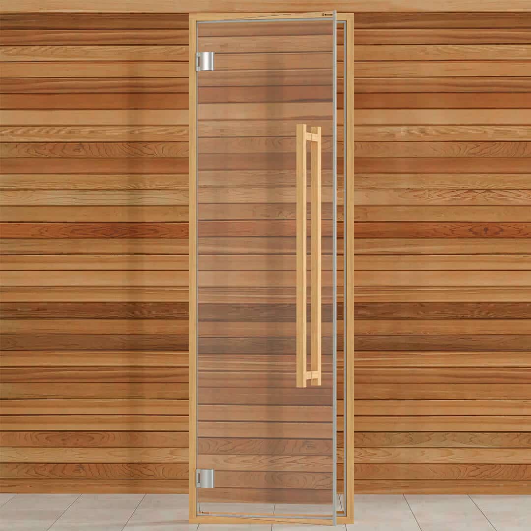 Alder Frame Door Benelux Square, Clear Glass, 690×2103 mm (27 1/8″ x 82 3/4″) For Sale at Orlando Sauna Dealer - Image 6
