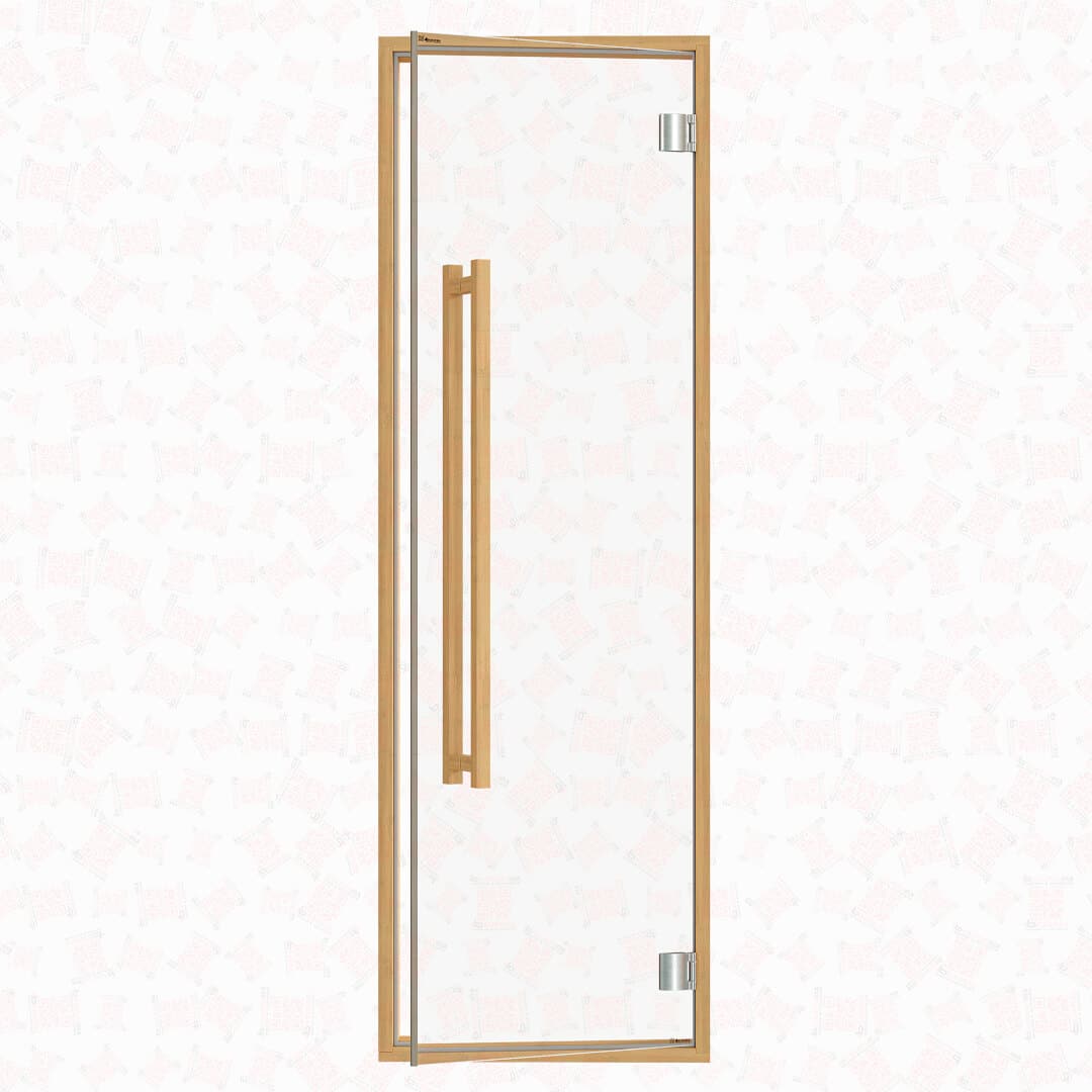 Alder Frame Door Benelux Square, Clear Glass, 690×2103 mm (27 1/8″ x 82 3/4″) For Sale at Orlando Sauna Dealer