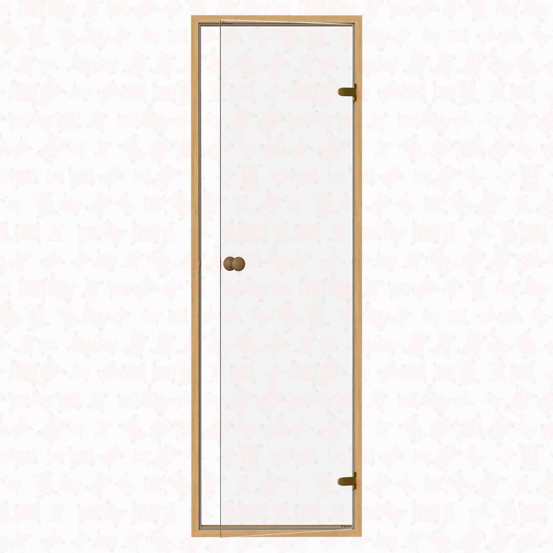 Alder Frame Door, Clear Glass, 690×2103 mm (27 1/8″ x 83″) For Sale at Orlando Sauna Dealer