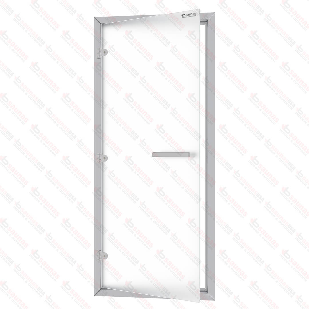 Aluminum Frame Steam Room Door, Frosted Glass, 790×1895 mm (31 1/8″ x 74 5/8″) For Sale at Orlando Sauna Dealer