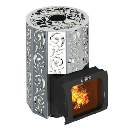 Grill’D Violet Steel Short Window Max with Jade Stones Wood-Burning Sauna Heater / Stove <br>Interior Wood Loading For Sale at Orlando Sauna Dealer