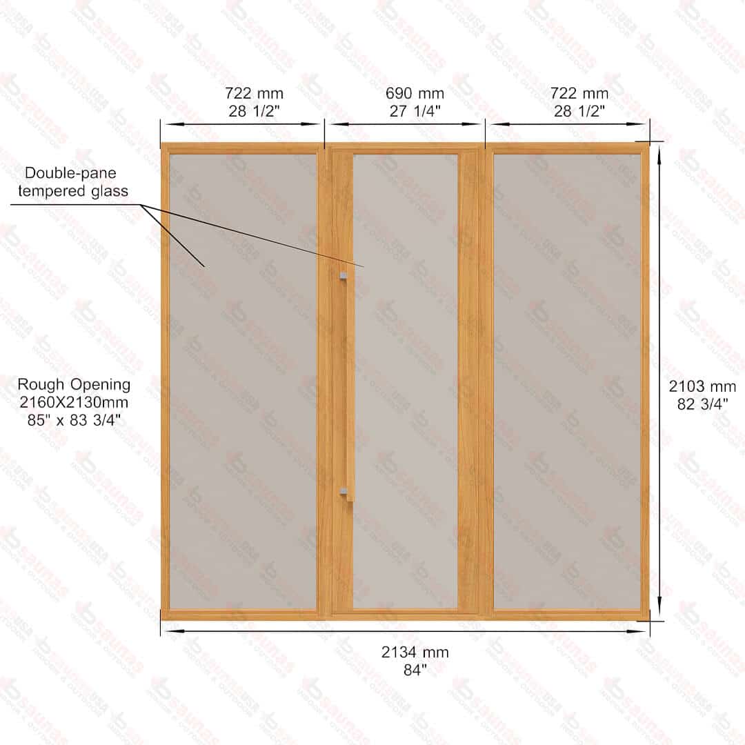 Sauna Glass Wall, ETNA, Bronze Glass, 7 Feet Wide For Sale at Orlando Sauna Dealer - Image 3
