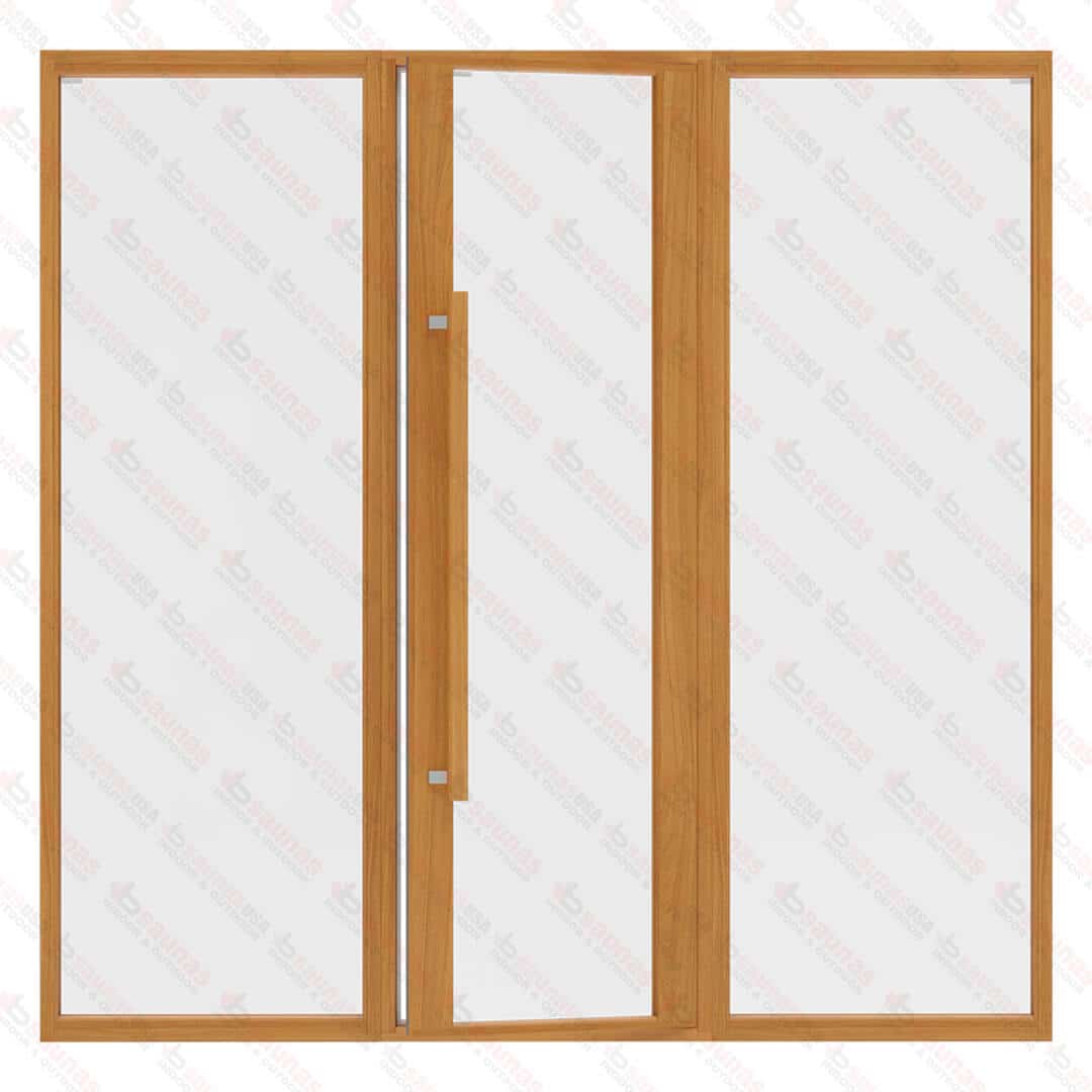 Sauna Glass Wall, ETNA, Clear Glass, 7 Feet Wide For Sale at Orlando Sauna Dealer