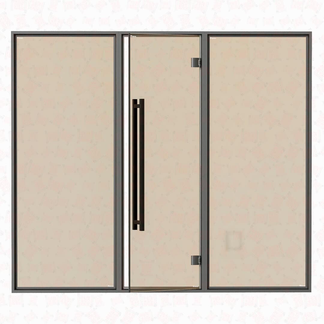 Sauna Glass Wall, Aluminum Framed, Bronze Glass, 8 Feet Wide For Sale at Orlando Sauna Dealer