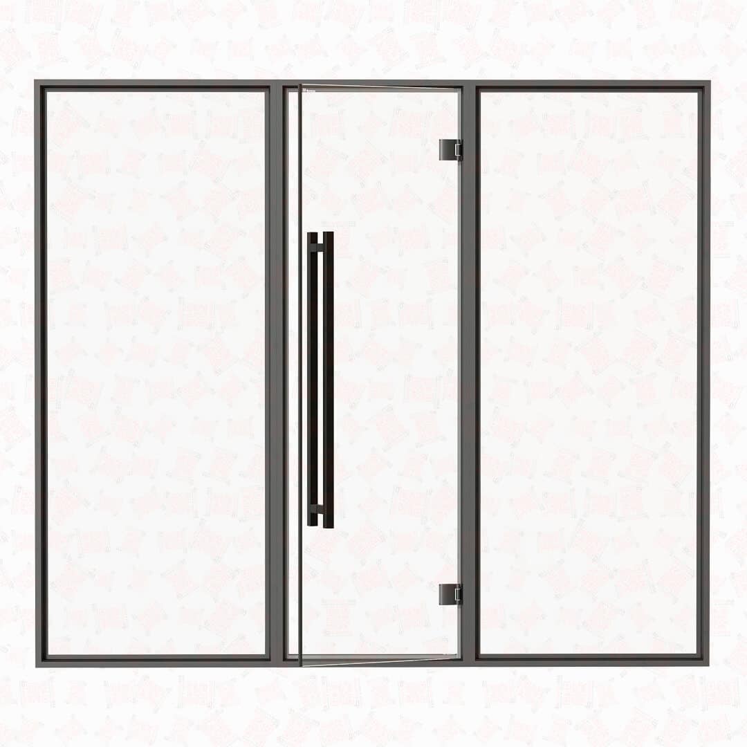 Sauna Glass Wall, Aluminum Framed, Clear Glass, 8 Feet Wide For Sale at Orlando Sauna Dealer