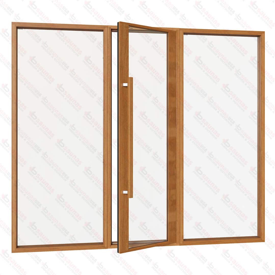 Sauna Glass Wall, ETNA, Clear Glass, 8 Feet Wide For Sale at Orlando Sauna Dealer
