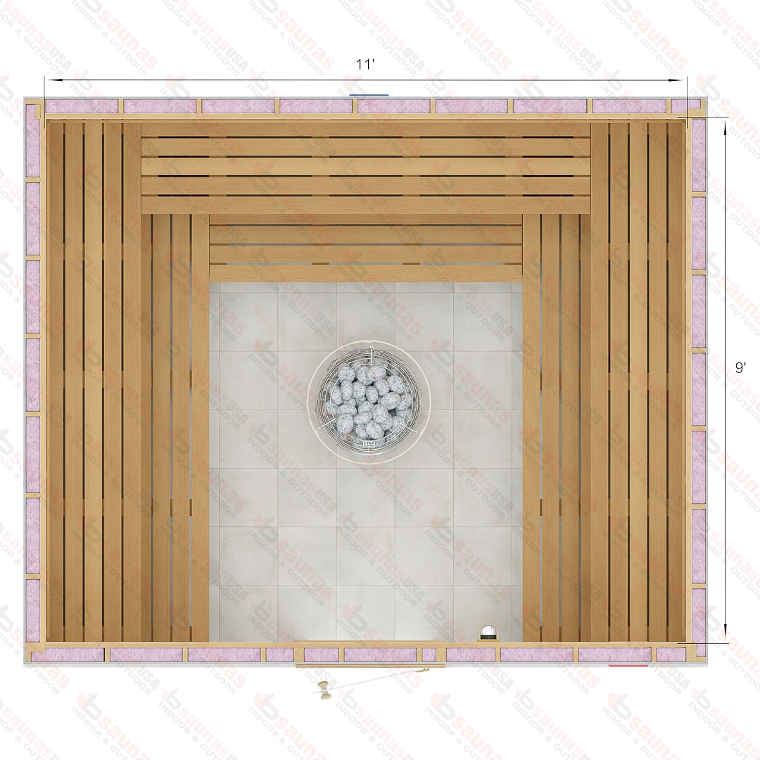 9x11x7 U Custom Indoor Cedar Sauna Kit For Sale at Orlando Sauna Dealer
