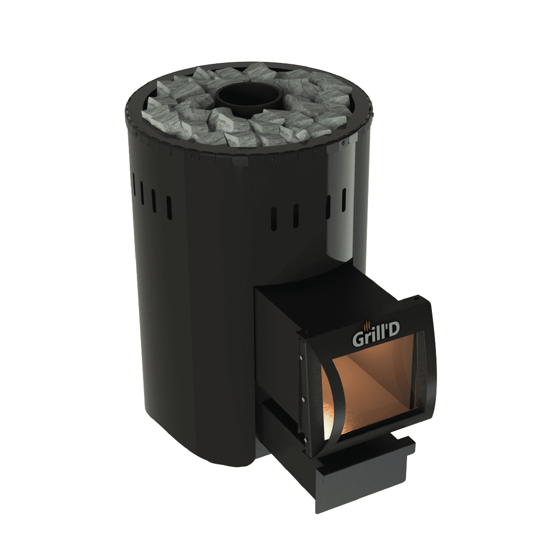 Grill’D Bochky Mini Long Wood-Burning Sauna Heater / Stove <br>Exterior Wood Loading For Sale at Orlando Sauna Dealer