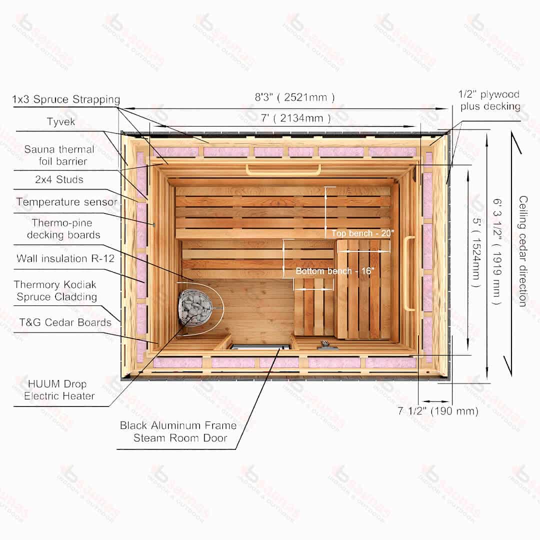 Ember M Deluxe Outdoor Cedar Sauna For Sale at Orlando Sauna Dealer - Image 12
