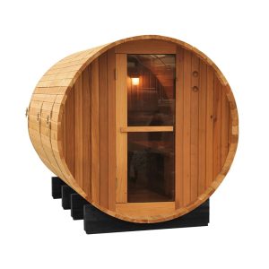 4ft Rustic Barrel Indoor & Outdoor Sauna – Compact Garden Sauna for 2 People For Sale