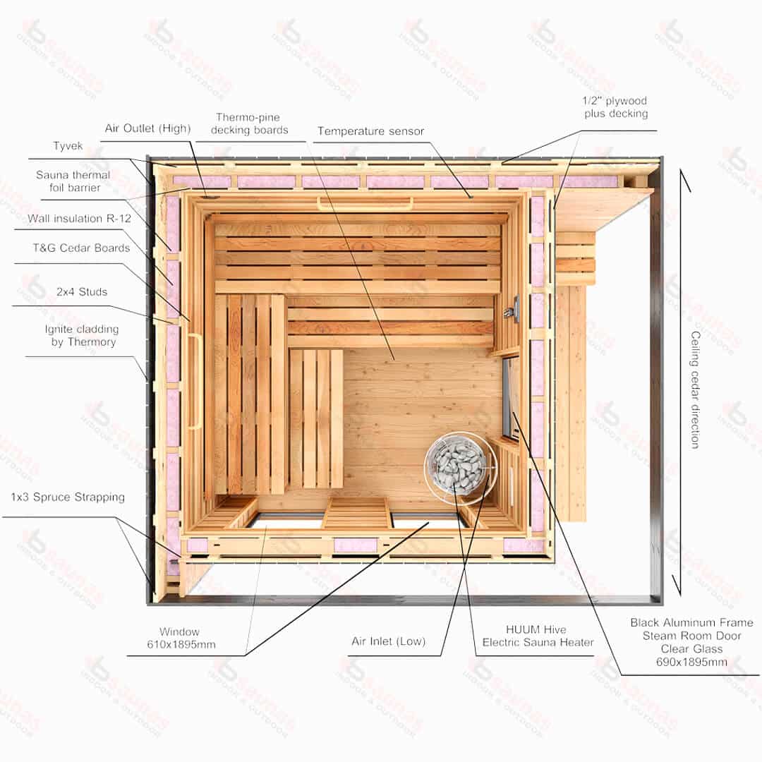 Nova M Deluxe Outdoor Cedar Sauna For Sale at Orlando Sauna Dealer - Image 20