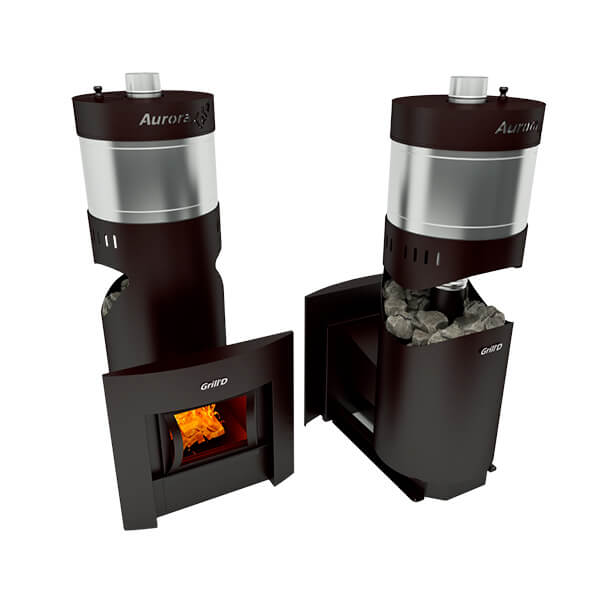 Grill’D Aurora Trio Window Wood-Burning Sauna Heater / Stove <br>Exterior Wood Loading For Sale at Orlando Sauna Dealer