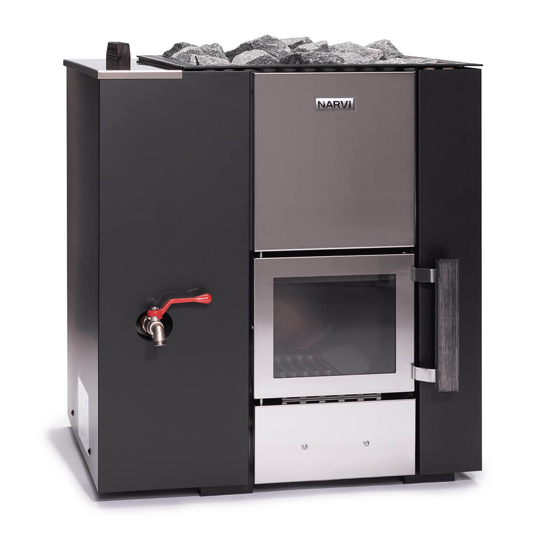 Narvi Kuru 20 VSV Wood-Burning Sauna Stove with Water Tank For Sale at Orlando Sauna Dealer