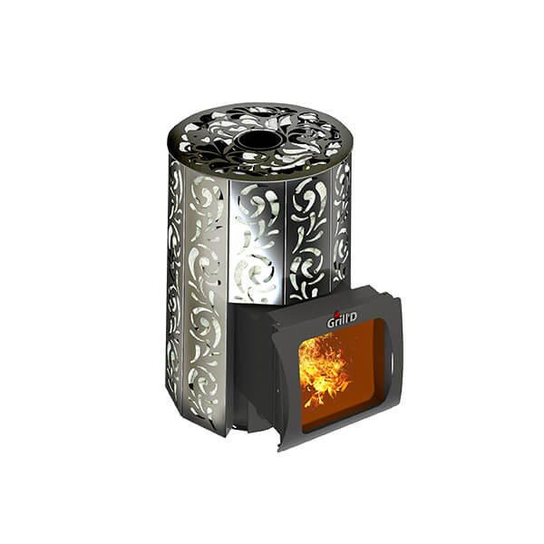 Grill’D Violet Short Window with Jade Stones Wood-Burning Sauna Heater / Stove <br>Interior Wood Loading For Sale at Orlando Sauna Dealer